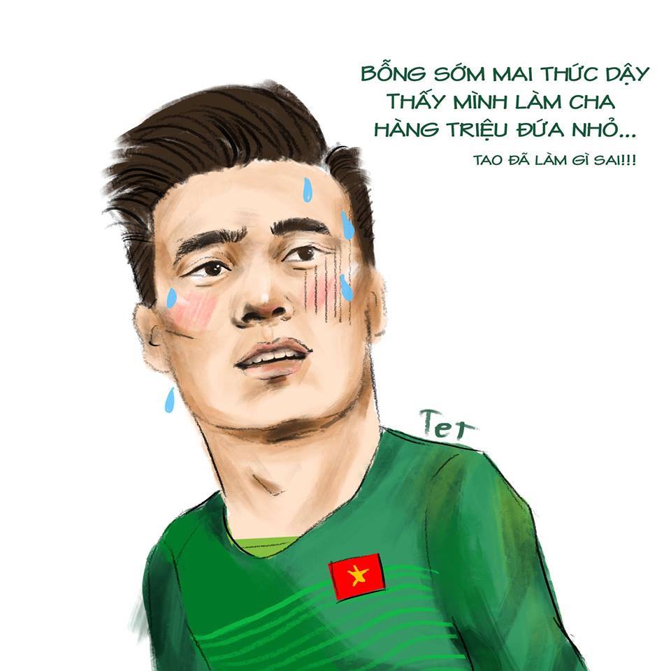 Loạt tranh vẽ U23 cưng muốn xỉu Bùi Tiến Dũng vẫn là nhân vật chính   Việt nam Nghệ sĩ Tranh