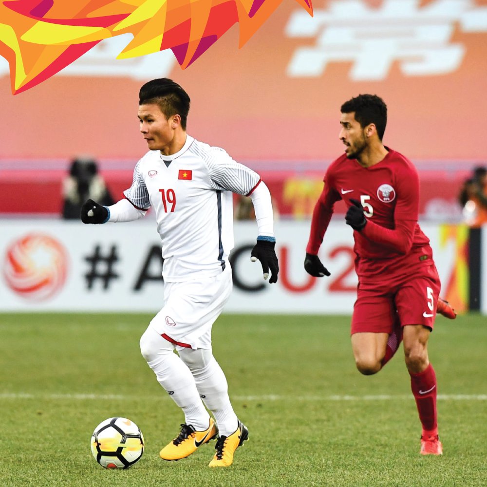 Quang Hải - cầu thủ xuất sắc đã ghi cả 2 bàn thắng cho U23 Việt Nam trong trận Việt Nam vs Qatar