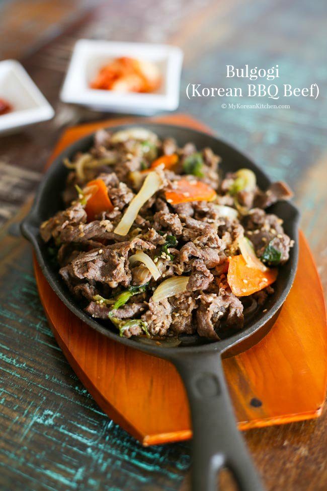 Bulgogi là một món ăn của  Hàn Quốc thường bao gồm thịt bò được tẩm ướp và nướng ướp, mặc dù thịt gà cũng có thể được sử dụng tuy nhiên không phổ biến bằng thịt bò