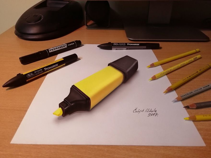 Hay đơn giản chỉ là bức vẽ một chiếc bút highlight màu vàng