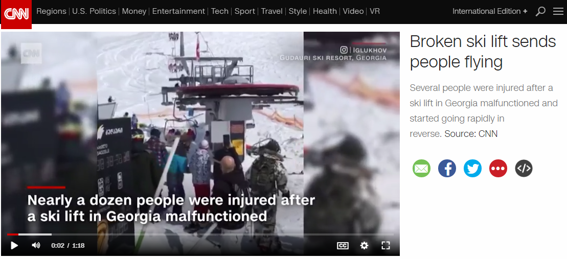Đoạn video được đăng tải trên CNN ngày 17/3ghi rõ: Gần 12 người bị thương sau khi 