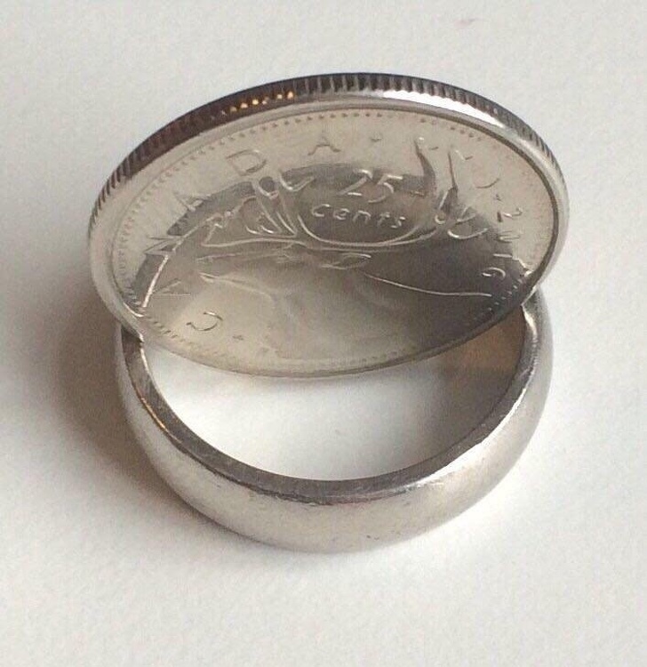 Hình ảnh phản chiếu của chiếc nhẫn trên đồng xu gây ảo giác rằng đồng xu trong suốt có thể nhìn xuyên qua