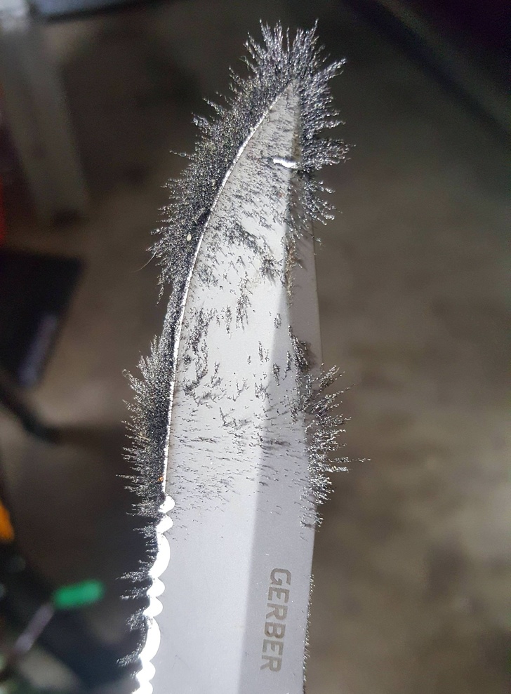 Mạt sắt bị hút dính vào con dao