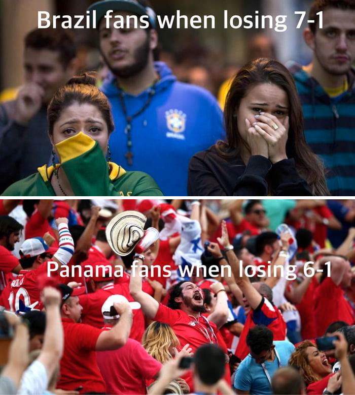 Phản ứng trái ngược của CĐV Brazil khi để thua đậm 1-7 và CĐV Panama khi thua 1-6