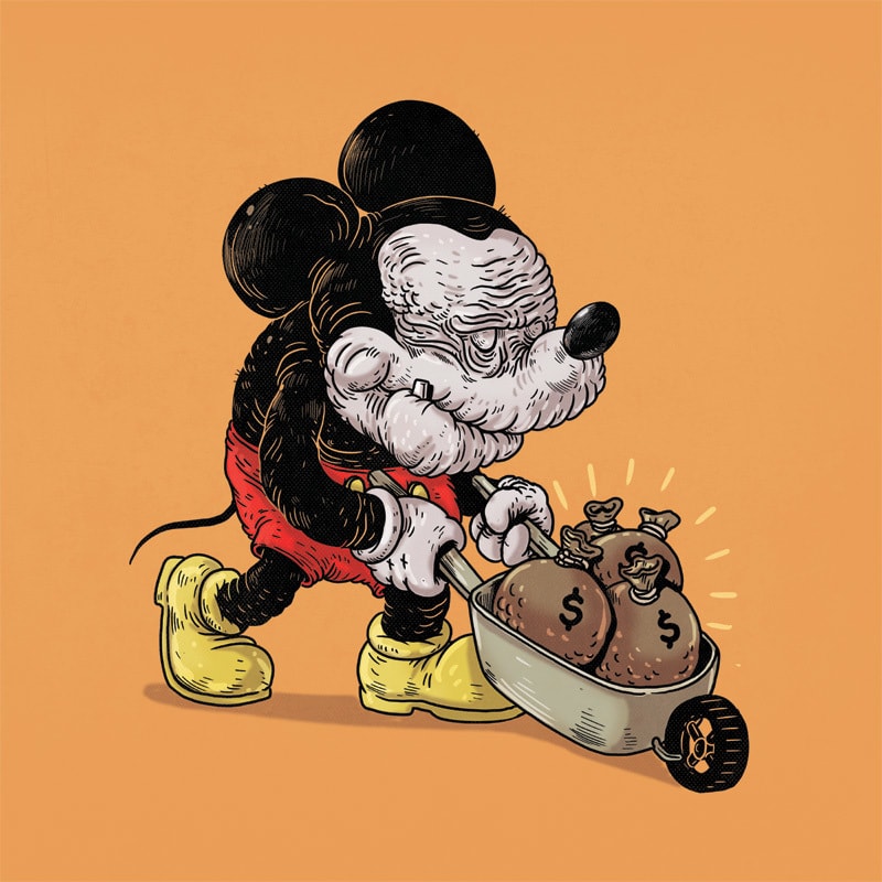 Bộ mặt già đau đớn của chuột Mickey