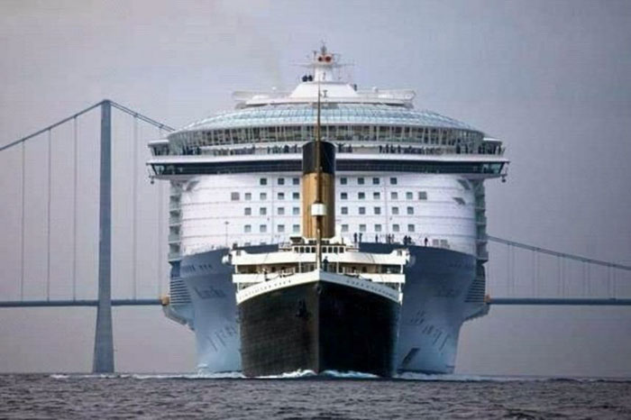 So với một con tàu du lịch hiện đại, chiếc tàu Titanic nhỏ bé hơn rất nhiều