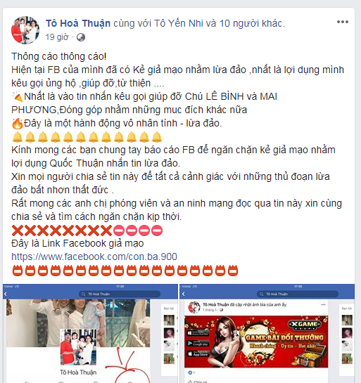 Nghệ sĩ Quốc Thuận cảnh báo có kẻ giả mạo Facebook của anh để lừa tiền ủng hộ