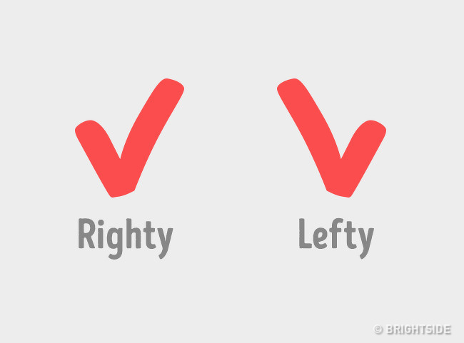   Cách đơn giản để biết một người thuận tay trái hay tay phải, là nhìn cách họ đánh dấu tích  