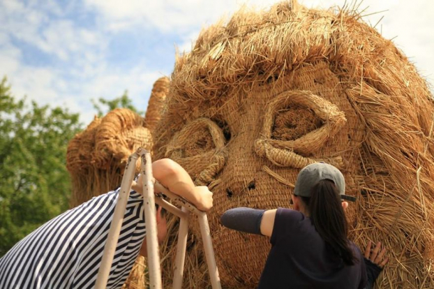 Nghệ nhân Nhật tiếp tục truyền thống làm những con vật khổng lồ bằng rơm rạ sau vụ mùa 8