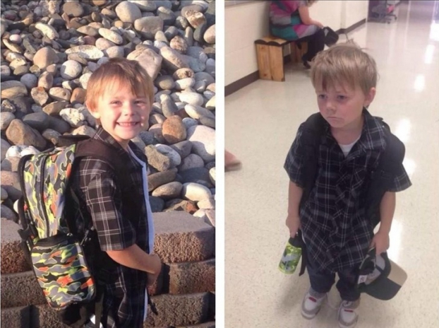   Cháu của bạn tôi trước và sau buổi đi mẫu giáo đầu tiên  