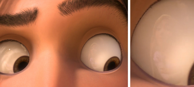   Bạn có thể thấy bóng của Rapunzel phản chiếu trong mắt của Flynn trong phim hoạt hình Tangled  
