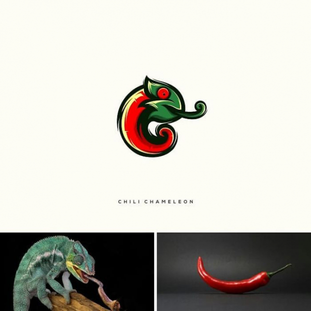   Logo kết hợp giữa ớt và tắc kè hoa  