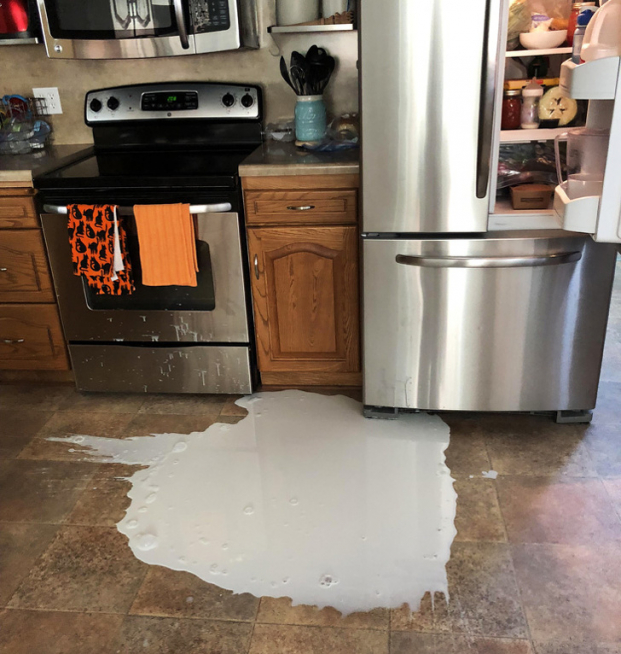   Đánh đổ cả 1 bình sữa mới tinh xuống sàn nhà vừa lau sạch sẽ  