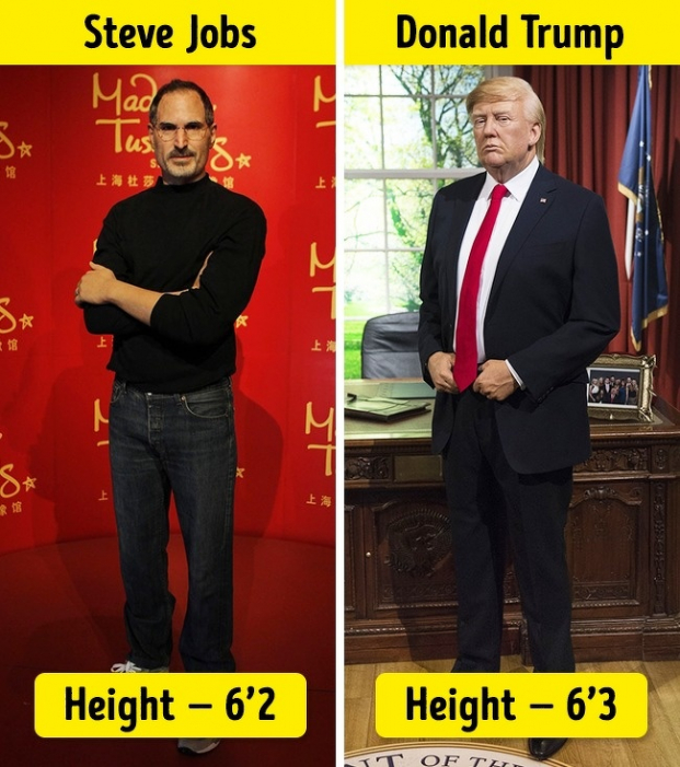   Steve Jobs cao 1,88 m, Donald Trump cao 1,9 m  