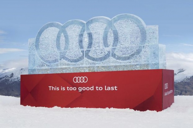   Audi lắp đặt logo băng khổng lồ và ra chương trình khuyến mãi cho đến khi tấm băng tan  