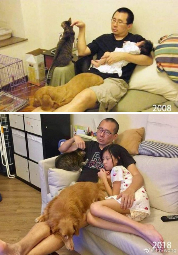   Bố, con gái và thú cưng sau 10 năm  