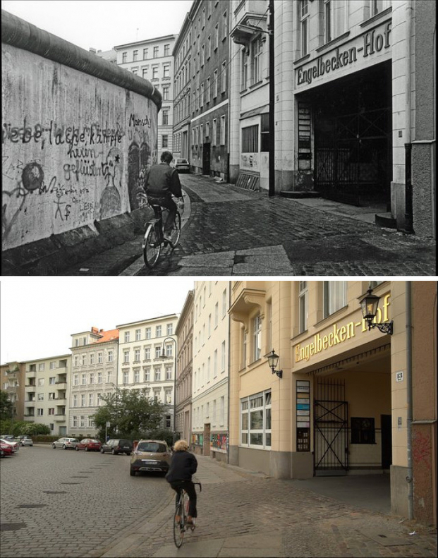   Đạp xe đạp ở Kreuzberg, Berlin, Đức trước đây (năm 1985) và bây giờ (năm 2018)  