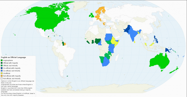 Những khu vực và quốc gia sử dụng tiếng Anh làm ngôn ngữ chính thức 0