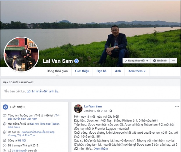   Facebook chính thức của nhà báo Lại Văn Sâm  