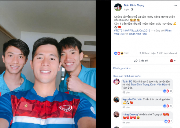 Các cầu thủ AFF Cup Việt Nam đăng gì trên mạng xã hội sau trận chung kết lượt đi? 4
