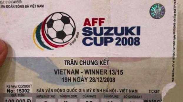   Tấm vé chung kết AFF Cup 2008 cũng được in theo thể thức trên (Ảnh: Sơn Nguyễn)  