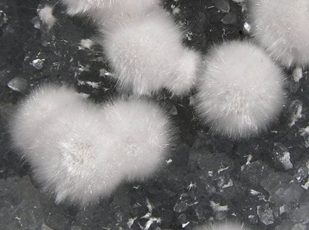   Okenite hay nhung thạch là một loại khoáng vật khá đẹp, trông như những quả cầu lông  