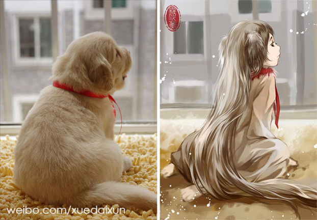 Họa sĩ Trung Quốc minh họa chó mèo phiên bản mỹ nam đẹp hoàn hảo 15