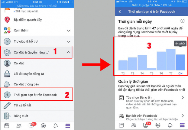   Cách xem thời gian online Facebook mỗi ngày trên iOS (Ảnh: Cheng,vn)  