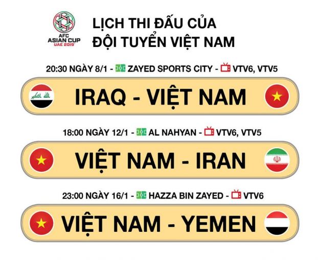 Lịch thi đấu Asian Cup 2019 Việt Nam vs Iran: Mấy giờ, ngày bao nhiêu, trên kênh nào? 1