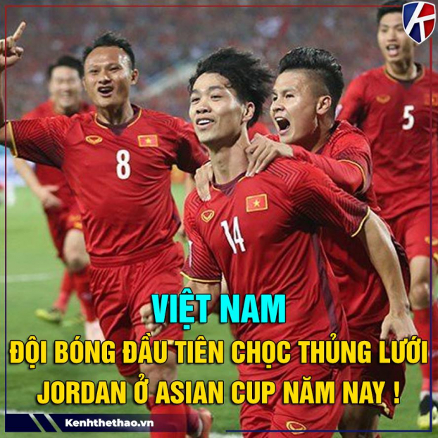   Việt Nam là đội bóng đầu tiên chọc thủng lưới Jordan ở Asian Cup năm nay (Ảnh: Kenhthethao.vn)  