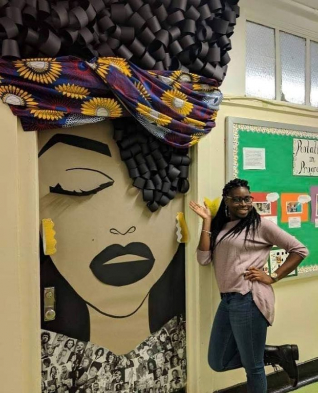 Giáo viên Mỹ trang trí cửa lớp đẹp tuyệt vời kỷ niệm Tháng Lịch sử người Mỹ gốc Phi 0