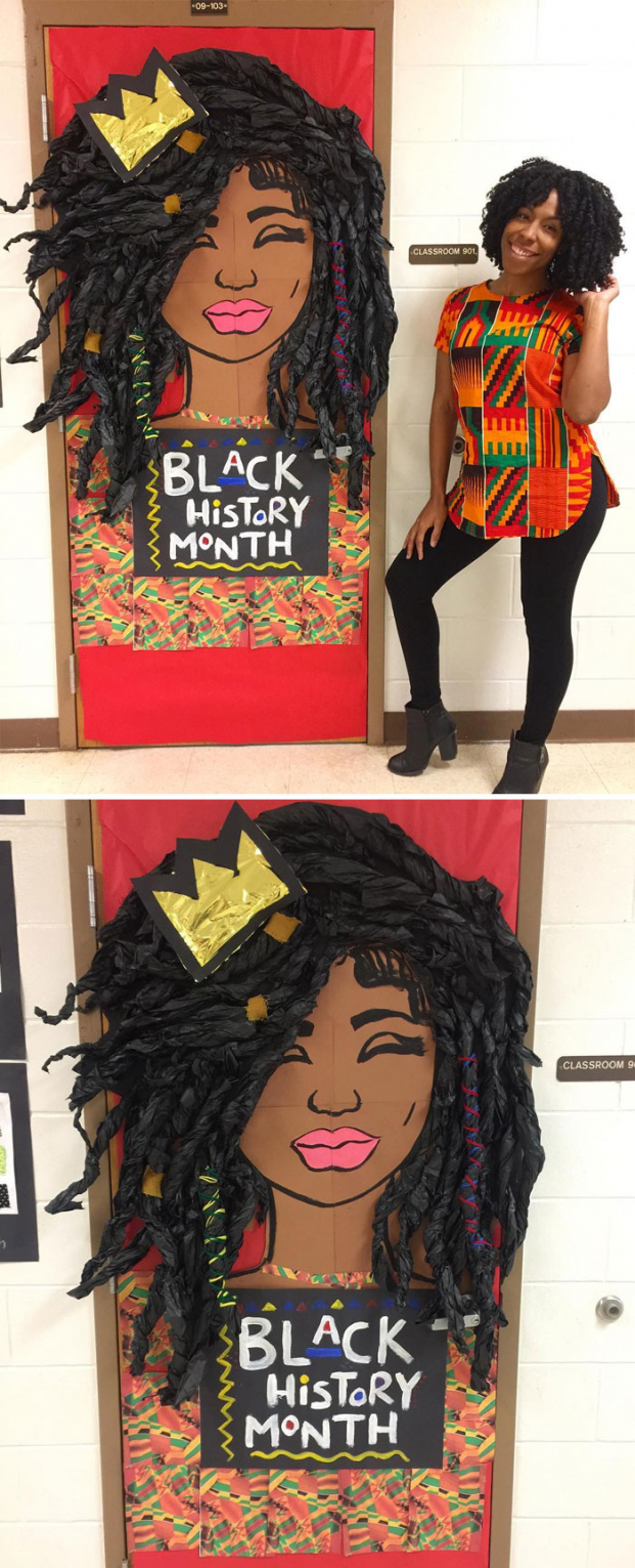 Giáo viên Mỹ trang trí cửa lớp đẹp tuyệt vời kỷ niệm Tháng Lịch sử người Mỹ gốc Phi 1