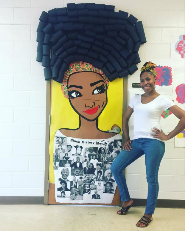Giáo viên Mỹ trang trí cửa lớp đẹp tuyệt vời kỷ niệm Tháng Lịch sử người Mỹ gốc Phi 2