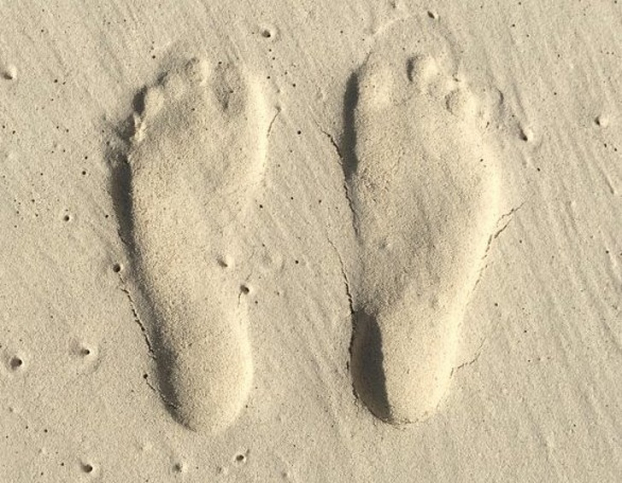   Bức ảnh đơn thuần chụp dấu chân trên cát  