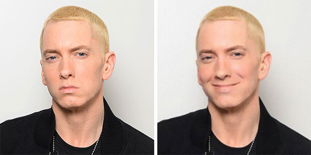 Eminem không bao giờ cười, nên một anh chàng rảnh rỗi đã Photoshop cho anh 'tươi' hơn 2