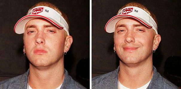 Eminem không bao giờ cười, nên một anh chàng rảnh rỗi đã Photoshop cho anh 'tươi' hơn 11