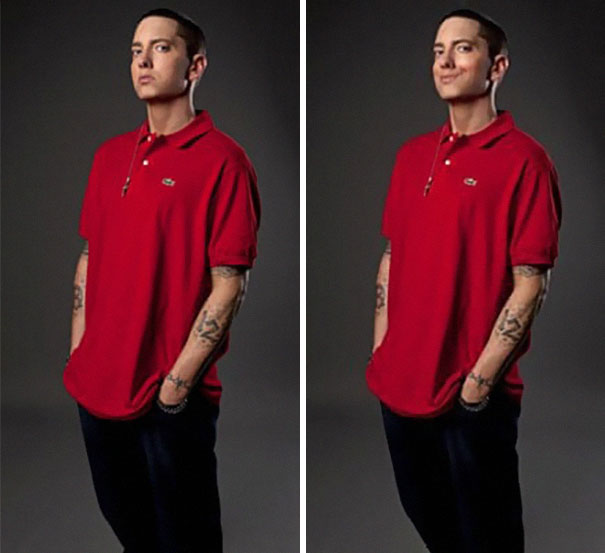 Eminem không bao giờ cười, nên một anh chàng rảnh rỗi đã Photoshop cho anh 'tươi' hơn 14