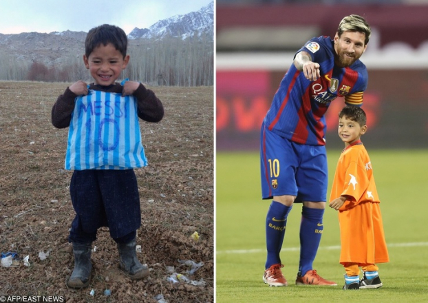   Một cậu bé Afghanistan từng mặc nilon viết tên và số áo của Messi được gặp thần tượng của mình  
