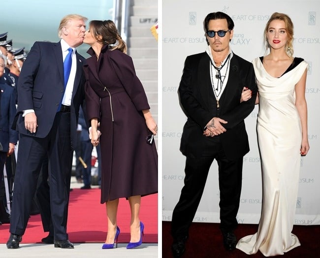 Ông bà Trump, Johnny Depp và Amber Heard - hình ảnh những cặp đôi không mấy hạnh phúc - Nguồn: Bright Side
