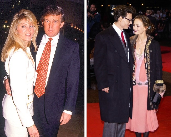Donald Trump và Marla Maples; Johnny Depp và vợ cũ Vanessa Paradis - Nguồn: Bright Side