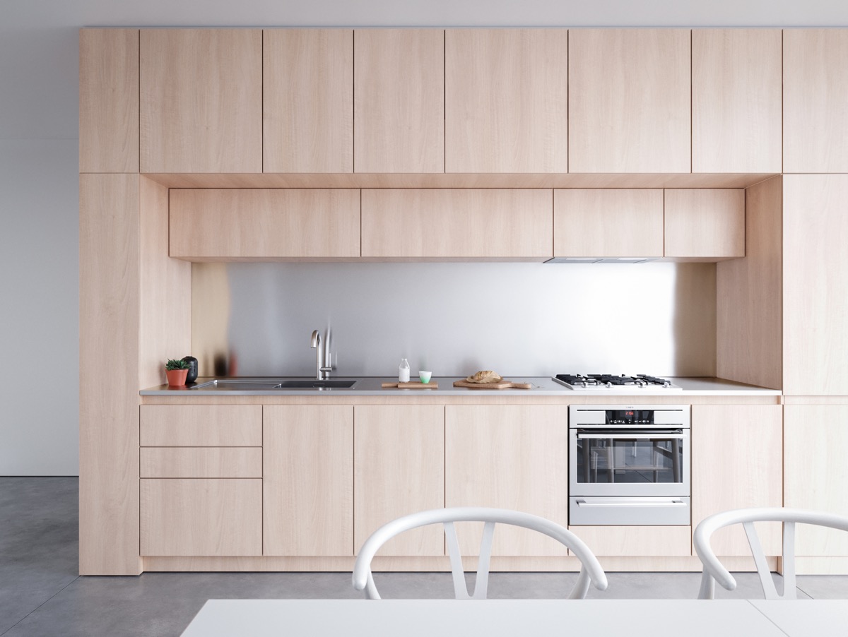 Một căn bếp áp dụng tốt phong cách tối giản là căn bếp tối ưu hóa không gian có sẵn.