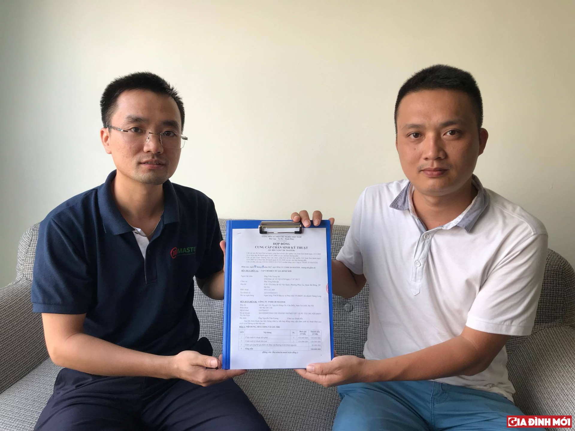 Ông Nguyễn Văn Cương và Ông Trần Trọng An ký kết hợp đồng làm chân sinh kỹ thuật