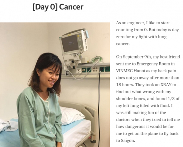   Những chia sẻ về căn bệnh ung thư phổi được Thủy viết trên blog cá nhân  