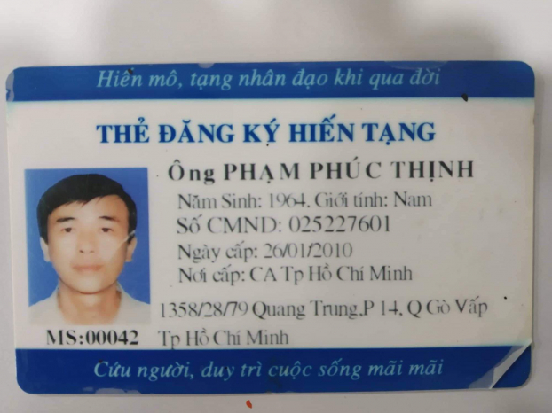   Thầy Phạm Phúc Thịnh không ngần ngại đăng ký hiến tạng  