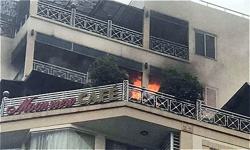   Đám cháy phát ra từ tầng 9 của khách sạn.  