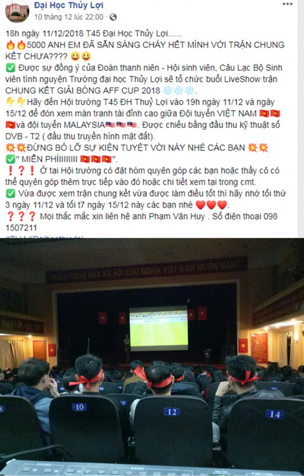 Sinh viên 'không mang giày cao gót' khi xem tập thể trận Việt Nam- Malaysia 1
