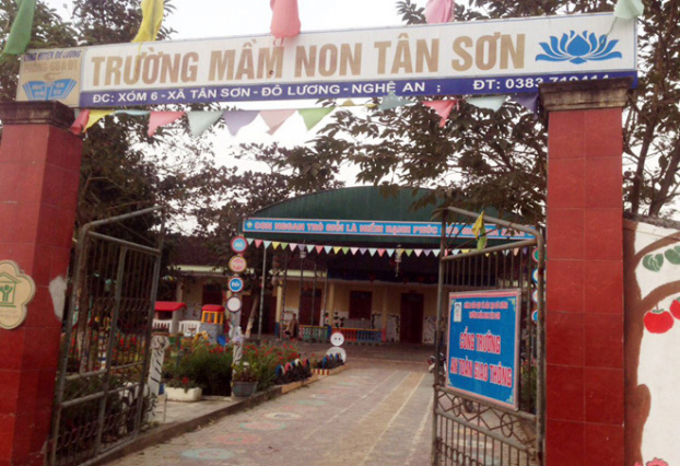   Trường mầm non Tân Sơn nơi xảy ra sự việc bé trai tử vong.  