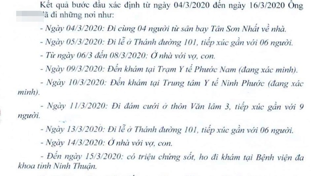 hanh trinh di chuyen cua benh nhan so 61 Ninh Thuan Giadinhvietnam