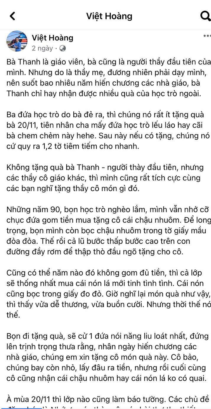 Facebooker Viet Hoang nho ve ki niem 20.11 thoi cap sach