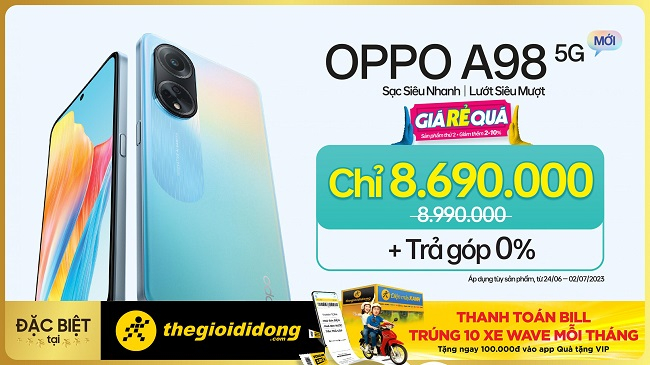 Nhà bán lẻ đình đám trình làng OPPO A98 sạc siêu nhanh, lướt siêu mượt